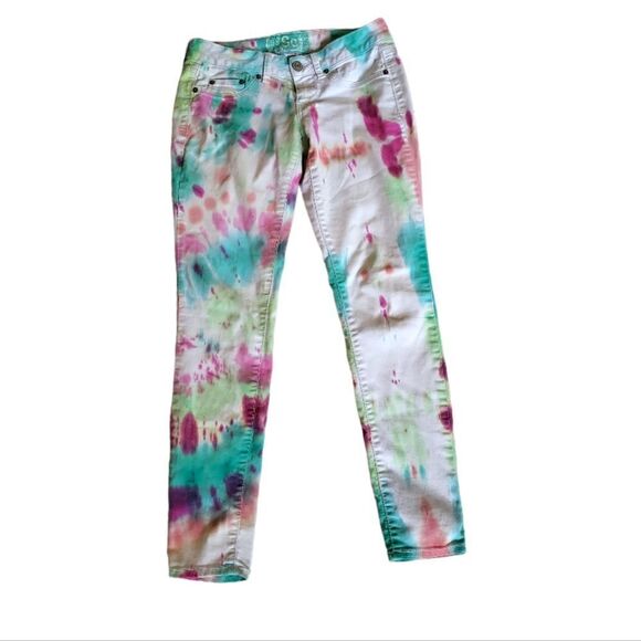 SO Clorful Pastel Tie Dyed‎ Low Rise Jeggings Pants Jeans Size 5 - Picture 2 of 9